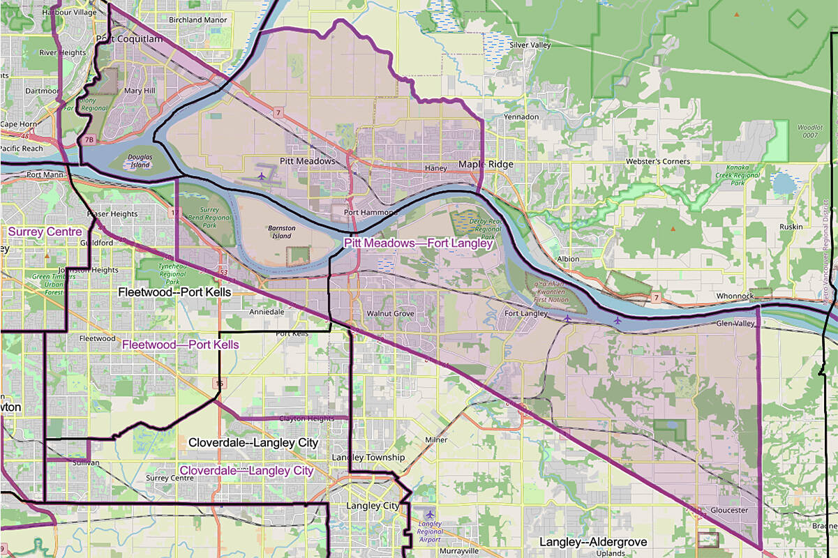 The proposed new federal riding of Pitt Meadows-Fort Langley. (Special to The News)