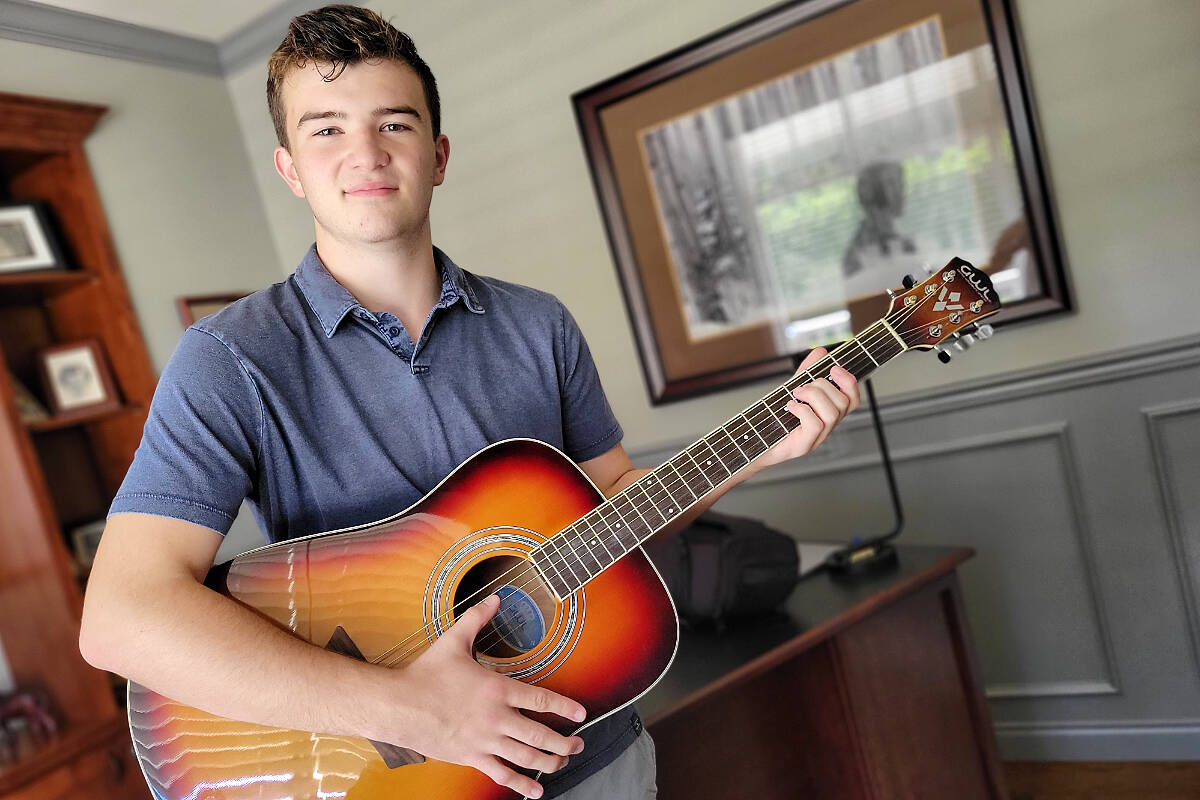 Langley’s Charlie Farquharson has created a second song in honour of Canada’s veterans, this time for organizers of the annual veterans walk held on Saturday, Sept. 24. (Dan Ferguson/Langley Advance Times)