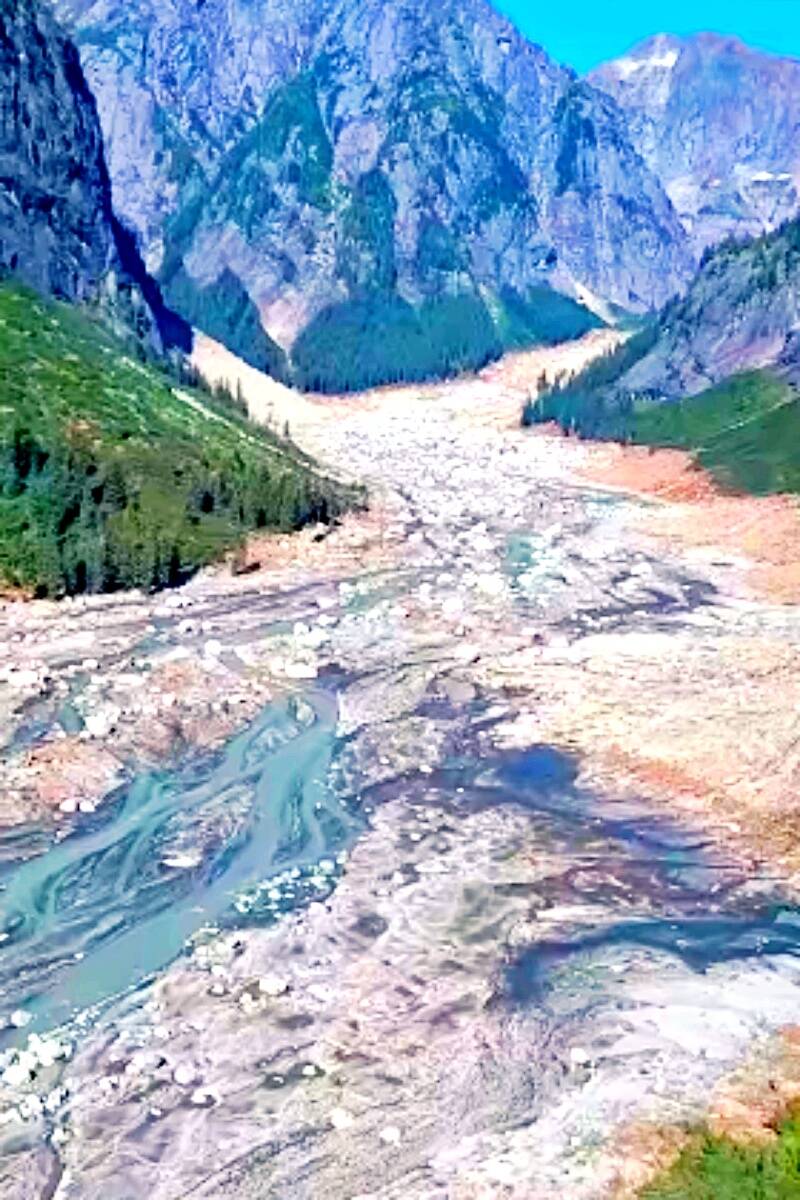 A landslide beside the Ecstall River was first seen during an overflight on Sept. 12. Fisheries and Oceans Canada (DFO) do not know the exact date the landslide occurred. (Photo: SkeenaWild Conservation Trust/Facebook)