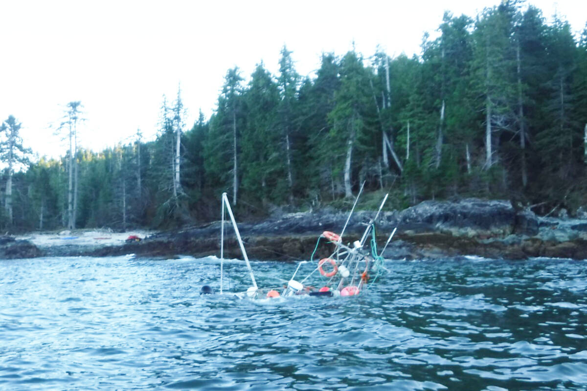 The M.V. Island Bay tour boat sunk in Carpenter Bay, off the coast of Haida Gwaii, on Sept. 10, 2022. (Photo: Canadian Coast Guard facebook page)