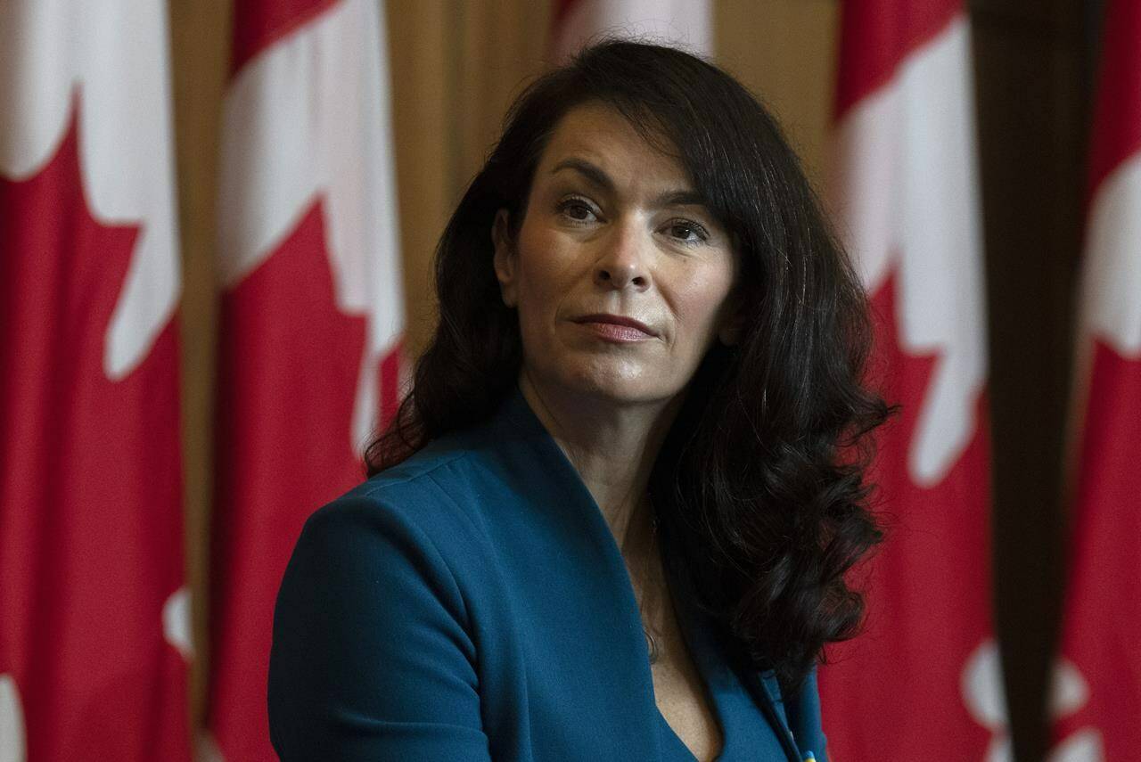 NDP MP for Edmonton Strathcona Heather McPherson is seen during a news conference about nuclear disarmament, Tuesday, April 26, 2022 in Ottawa. Opposition parties and aid groups say the Trudeau government is dragging its feet in carving out exemptions to anti-terrorism laws to allow humanitarian groups to reach desperate people in Afghanistan.THE CANADIAN PRESS/Adrian Wyld