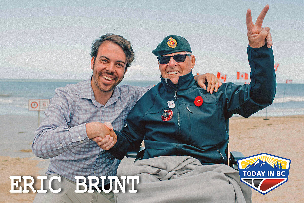 Eric Brunt poses with Second World War veteran Frank Krepps. (Photo courtesy of Melki Films)