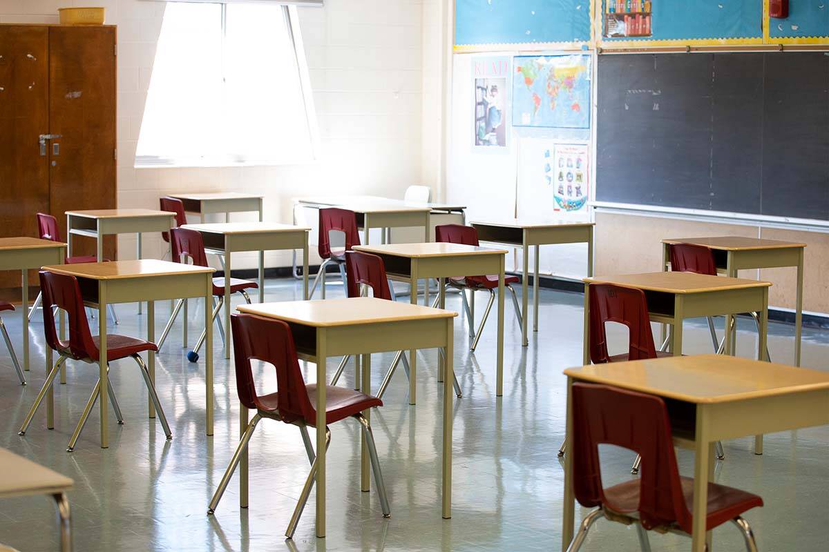 A file photo shows a Toronto community school classroom on Tuesday, September 1, 2020. In B.C., elementary school teacher Austin Uzama was suspended in September 2022 for professional misconduct. THE CANADIAN PRESS/Carlos Osorio