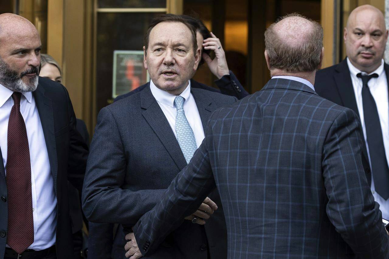 Actor Kevin Spacey leaves court following the day’s proceedings in a civil trial, Thursday, Oct 6, 2022, in New York, accusing him of sexually abusing a 14-year-old actor in the 1980s when he was 26. (AP Photo/Yuki Iwamura)