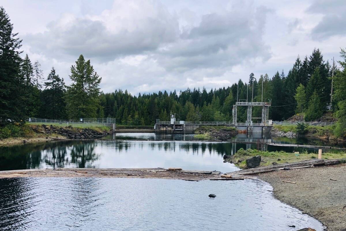 Comox Dam and Comox Lake Reservoir (photo May 17 by BC Hydro)