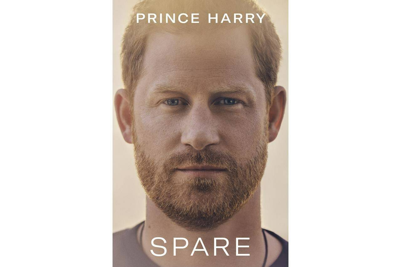 This image provided by the Random House Group shows the cover of “Spare,” Prince Harry’s memoir. The book is an object of obsessive anticipation worldwide since first announced last year, is coming out Jan. 10. (Random House Group via AP)