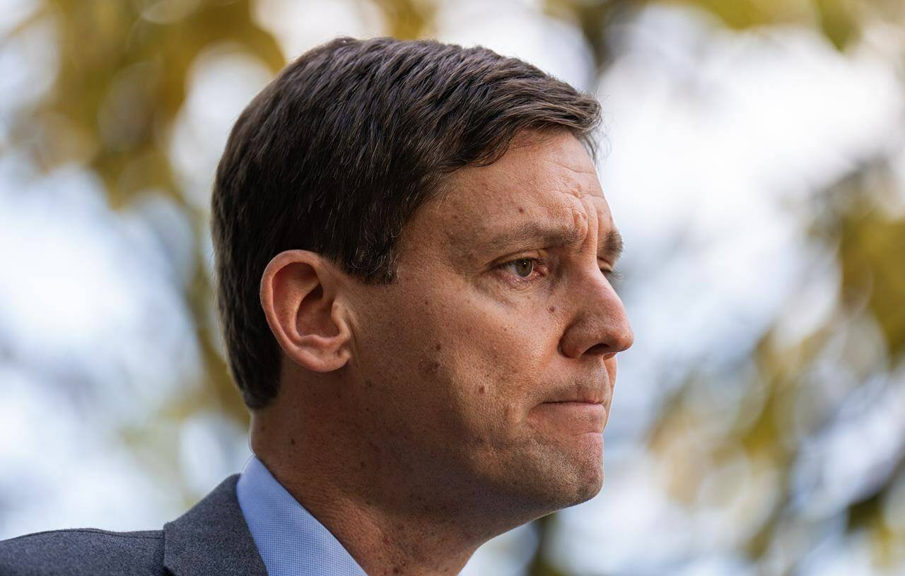 Former B.C. attorney general and housing minister David Eby speaks to the media during a news conference in a park in downtown Vancouver, Thursday, Oct. 20, 2022. Eby will be sworn in as premier on Nov. 18. THE CANADIAN PRESS/Jonathan Hayward