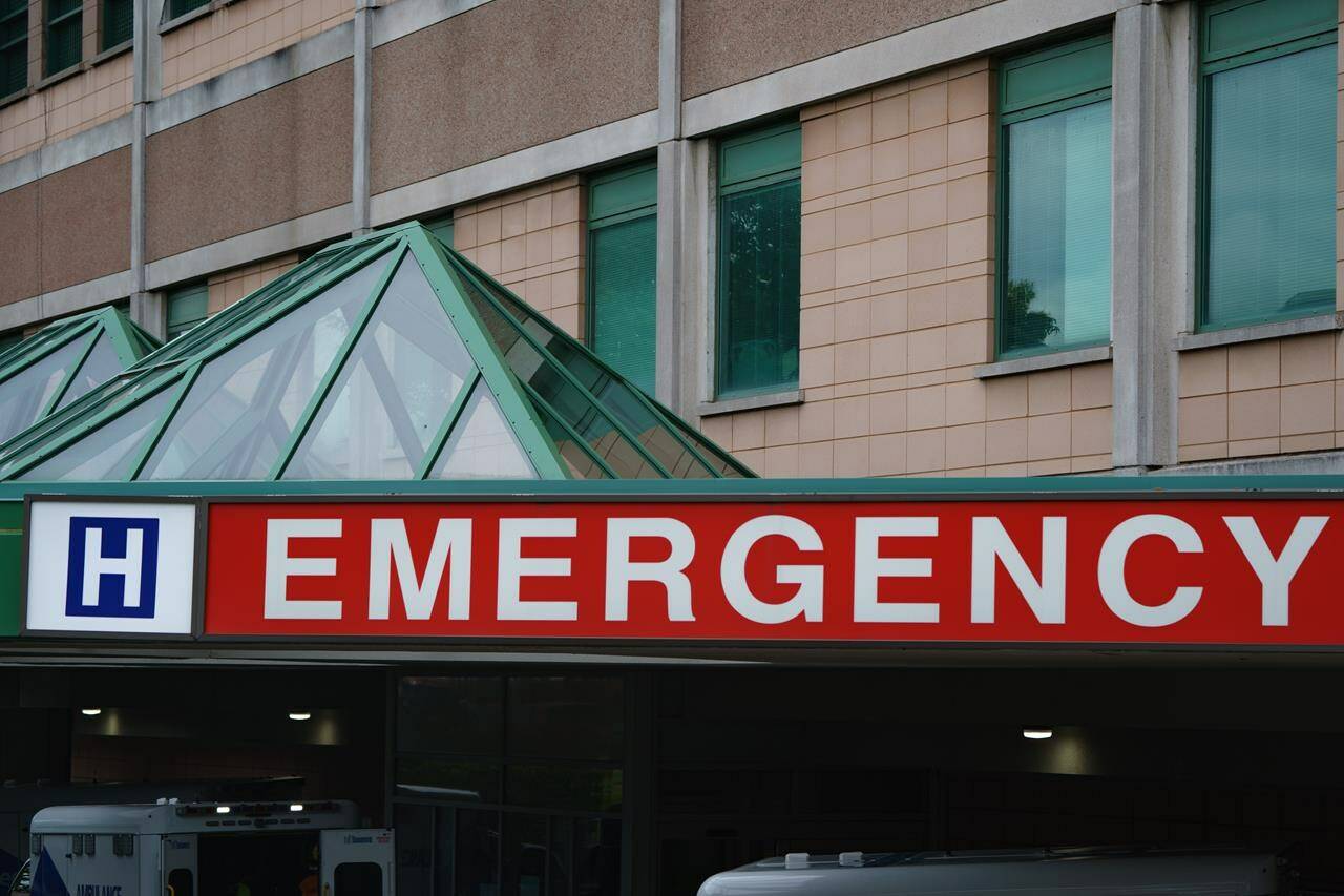 The emergency sign of a Toronto hospital is photographed on Tuesday, Sept. 27, 2022. The Canadian Paediatric Society says the strain children’s hospitals are seeing due to a resurgence of viral infections is likely to get worse in the months ahead and could spill over into already-struggling community hospitals. THE CANADIAN PRESS/Alex Lupul