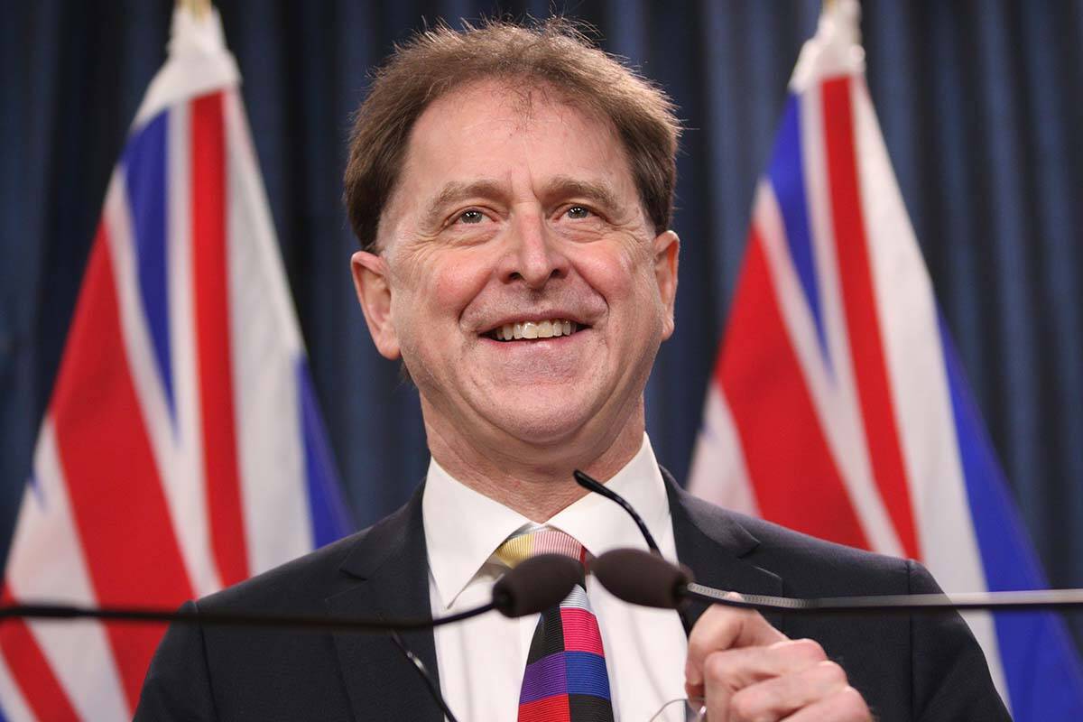 In this file photo, Health Minister Adrian Dix speaks in the press theatre at the legislature in Victoria, on March 10, 2022. On Oct. 31, he announced a new payment model for family doctors. THE CANADIAN PRESS/Chad Hipolito