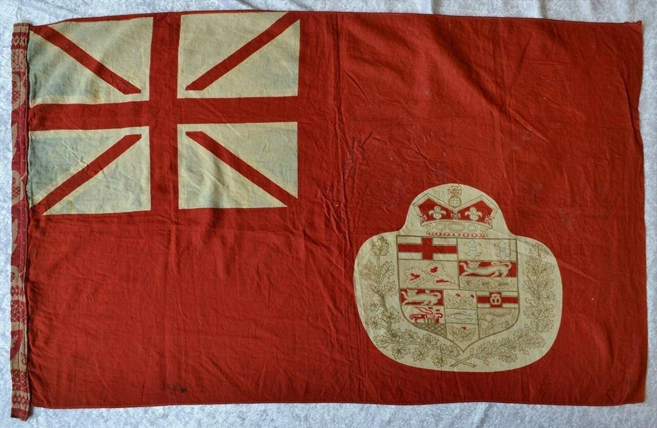 A Red Ensign flag is seen in an undated handout photo. The 80th anniversary of ill-fated battle of Dieppe will be commemorated during this year’s national Remembrance Day ceremony with a mysterious flag that was supposedly carried into battle by a Canadian killed in the attack. THE CANADIAN PRESS/HO-Canadian Legion