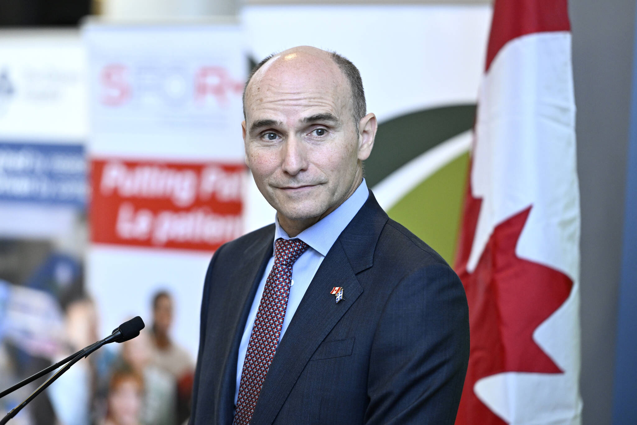 Minister of Health Jean-Yves Duclos speaks during a news conference on patient-oriented research at the Ottawa Hospital, in Ottawa, Monday, Oct. 24, 2022. THE CANADIAN PRESS/Justin Tang
