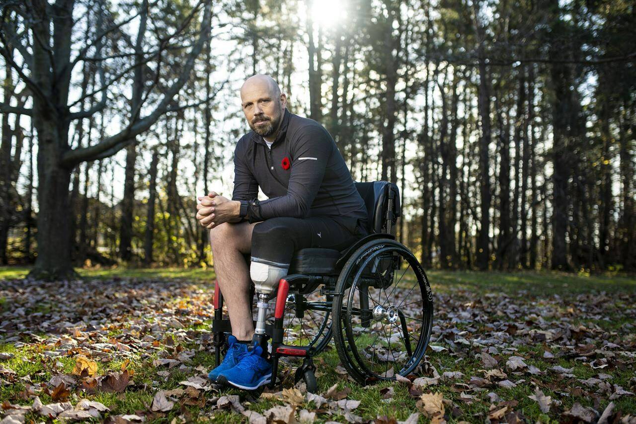 Veteran Stephen LaSalle is shown in Ottawa, on Saturday, Nov. 5, 2022. When LaSalle first injured his foot in a military training exercise, he had only heard the stories about what it was like to deal with Veterans Affairs Canada. Five years later, the reservist naval lieutenant can talk about the experience firsthand. THE CANADIAN PRESS/Justin Tang