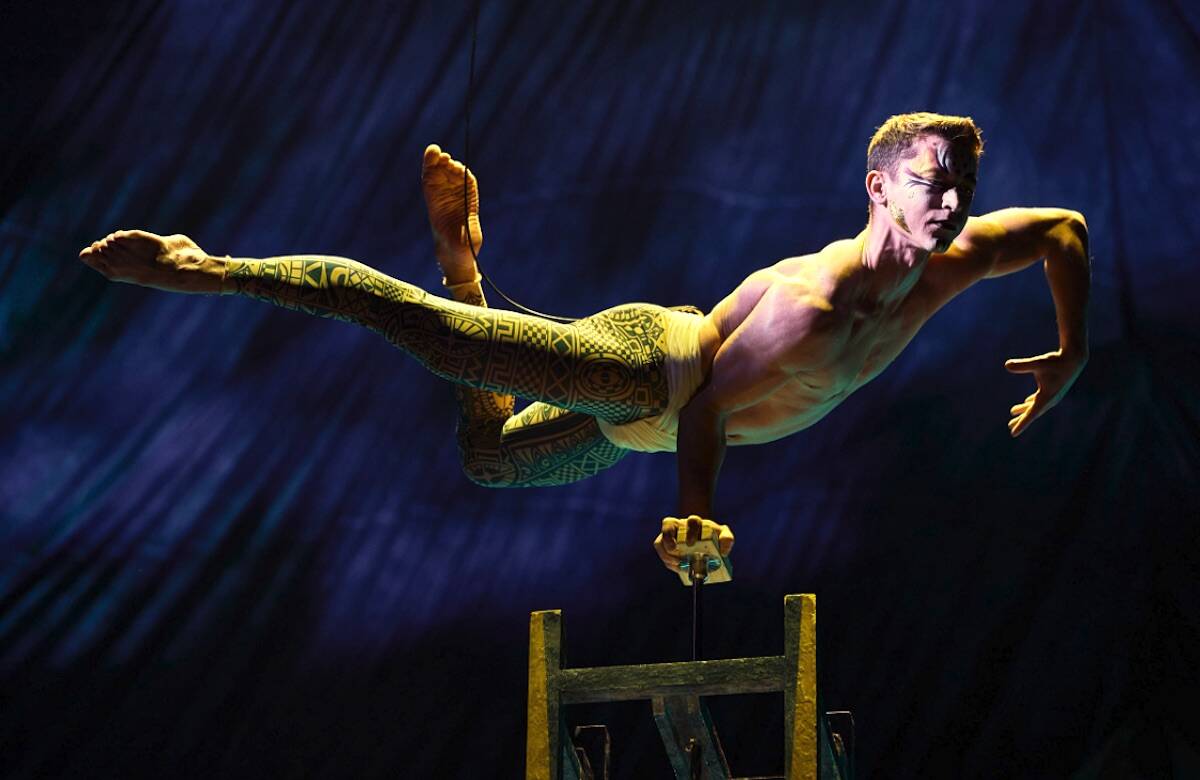A performer balances during a “KOOZA” production staged by Cirque du Soleil. (Submitted photo)