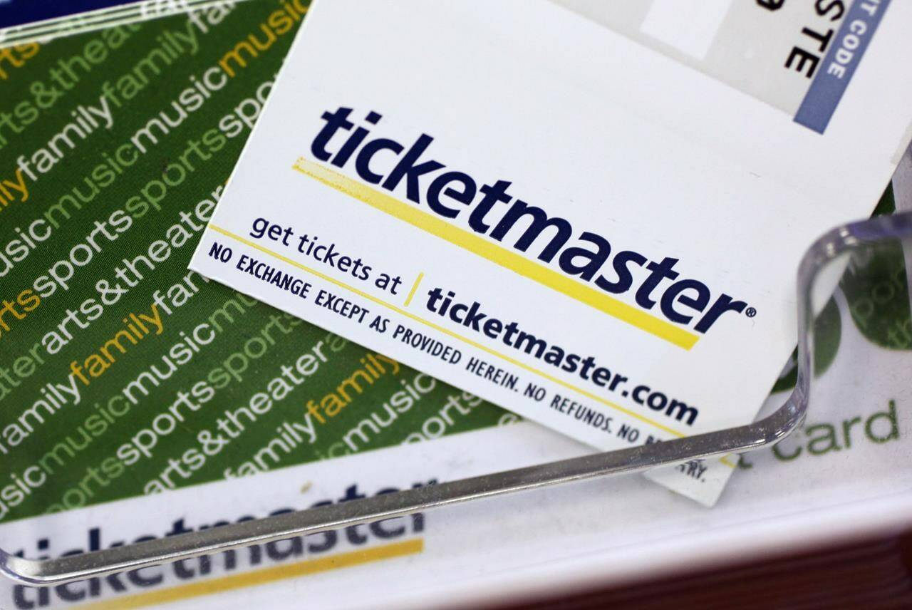 FILE - Ticketmaster tickets and gift cards are shown at a box office in San Jose, Calif., on May 11, 2009. A pre-sale for Swift’s U.S. tour next year resulted in crash after crash on Ticketmaster. A pre-sale for Swift’s U.S. tour next year resulted in crash after crash on Ticketmaster. (AP Photo/Paul Sakuma, File)