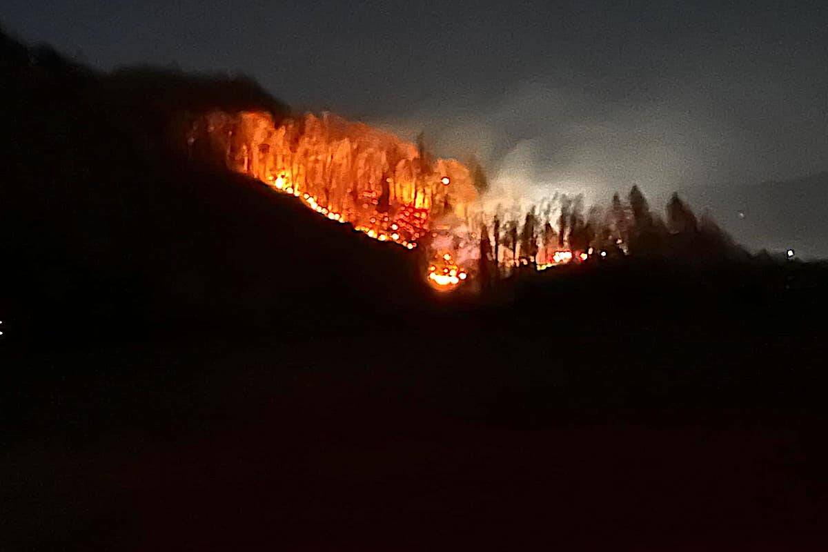 Fire on Limbert Mountain off Highway 7 in Agassiz. (Facebook/Corrina Lanyon)