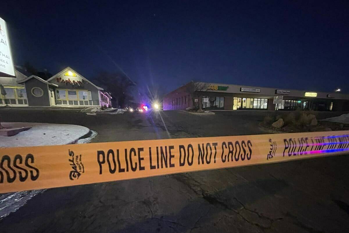 Crime tape is set up near a gay nightclub in Colorado Springs, Colo. where a shooting occurred late Saturday, Nov. 19, 2022. (AP Photo/Thomas Peipert)