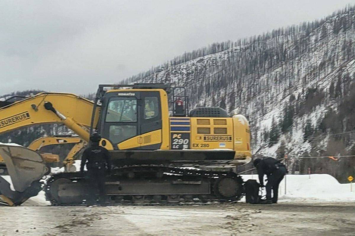 RCMP staging behind equipment on the Coquihalla, Nov. 23. (Contributed)