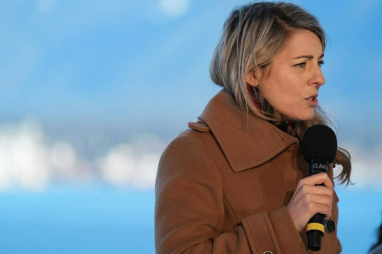 Minister of Foreign Affairs Melanie Joly speaks during a news conference to announce Canada’s Indo-Pacific strategy, in Vancouver, on Sunday, November 27, 2022. THE CANADIAN PRESS/Darryl Dyck