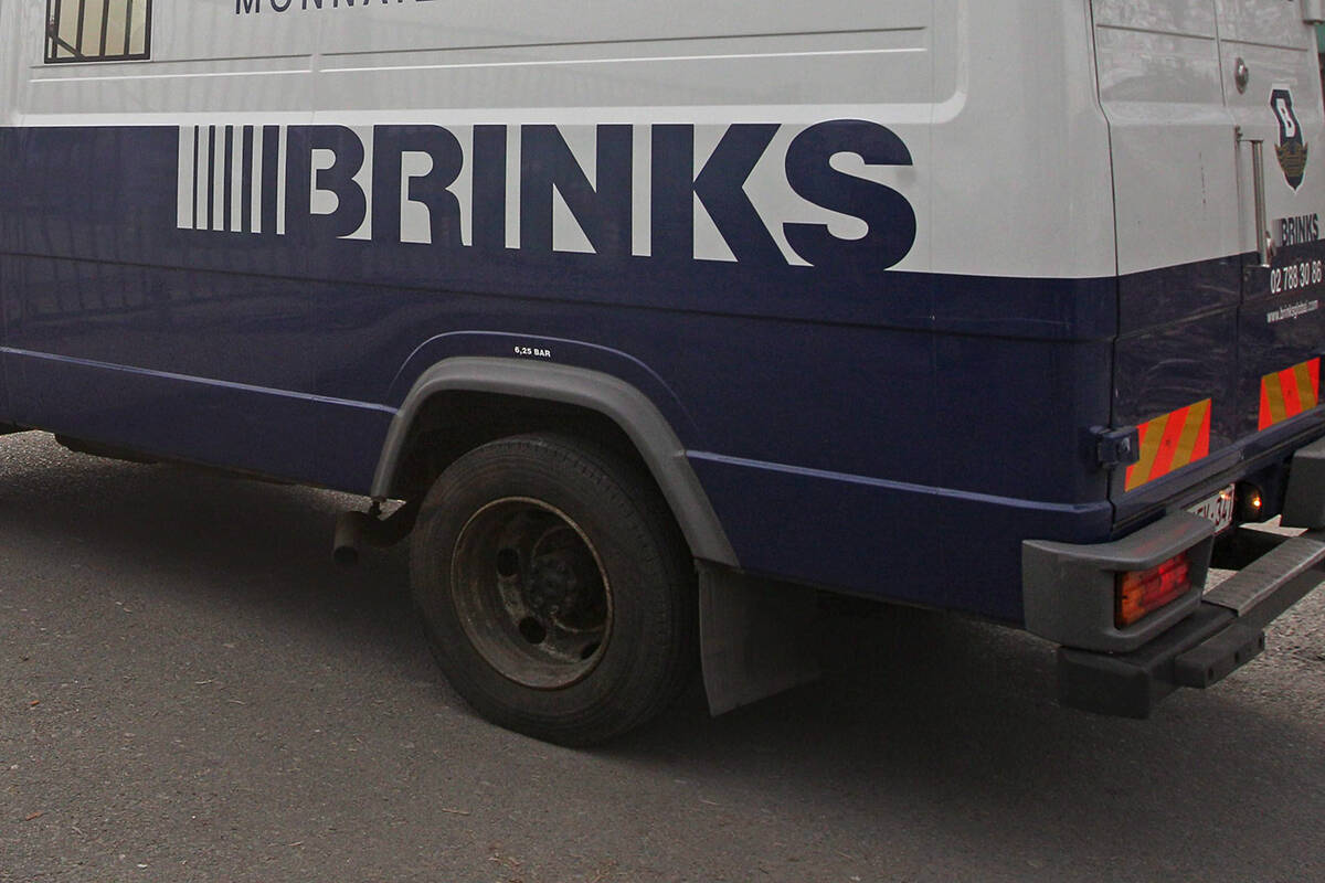 A Brinks truck in a file photo taken Tuesday, Feb. 19, 2013. (AP Photo/Yves Logghe, File)