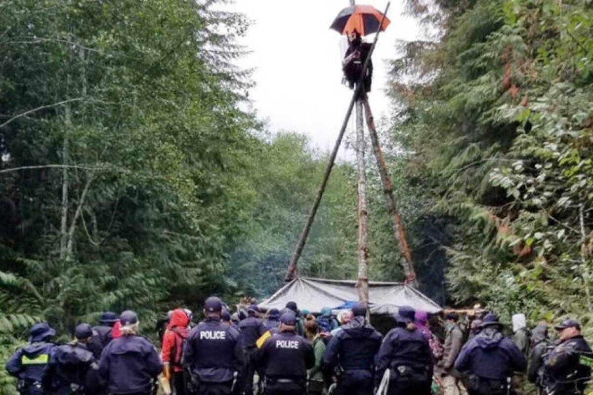 A B.C. police officer quit a task force on resource extraction projects over concerns about how police were interacting with protesters at Fairy Creek. (Black Press Media file photo)