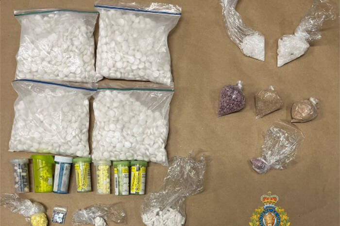 A large quantity of drugs, including prescription drugs, was found in a Vernon drug bust Nov. 30, 2022. (RCMP photo)