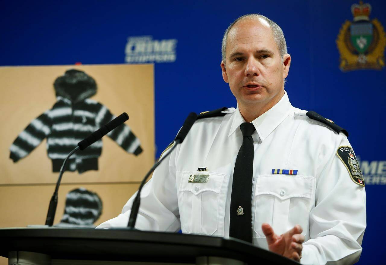 Winnipeg police Insp. Shawn Pike provides an update to an ongoing homicide investigation in Winnipeg, Thursday, Dec. 1, 2022. THE CANADIAN PRESS/John Woods