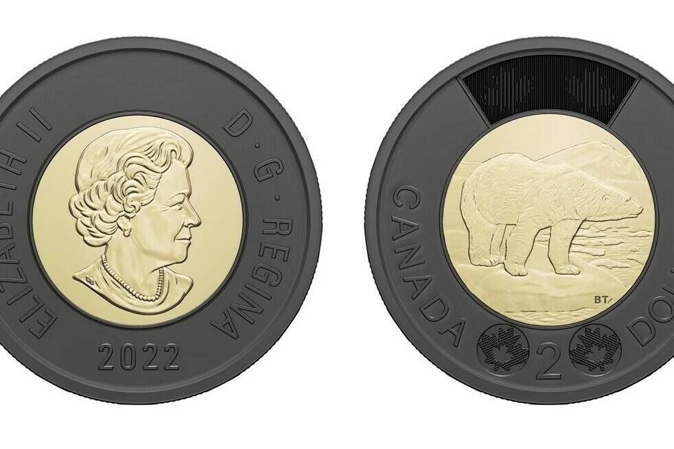 The Royal Canadian Mint has issued a $2 circulation coin, shown in a handout photo, featuring a black outer ring to honour Her Late Majesty Queen Elizabeth II's service to Canada during her historic 70-year reign. THE CANADIAN PRESS/HO-Royal Canadian Mint **MANDATORY CREDIT**