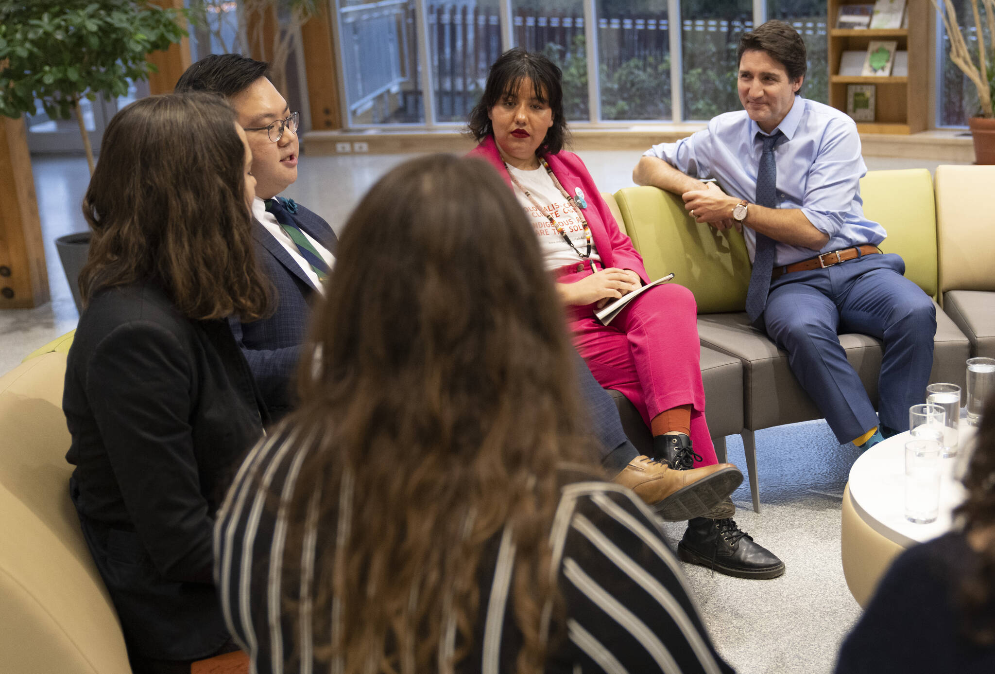 Prime Minister Justin Trudeau takes part in a discussion with members of the Environment and Climate Change Youth Council in Montreal on Wednesday, December 7, 2022. THE CANADIAN PRESS/Paul Chiasson