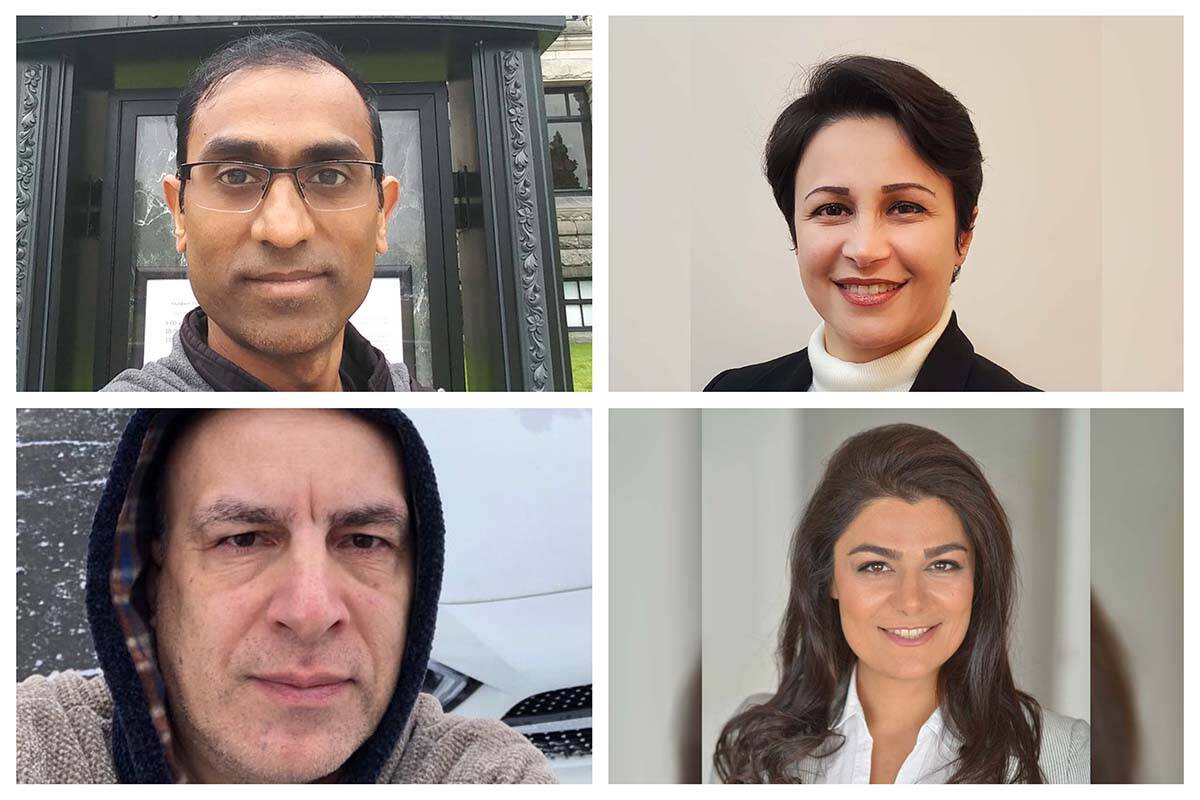 Internationally-trained doctors are speaking out about B.C.’s particularly restrictive licensing qualifications. Some say they are leaving the province to practise medicine elsewhere as a result. From top left clockwise: Dr. Rajkumar Luke, Dr. Azadeh Shafiei, Dr. Honieh Barzegari and Dr. Reza Asgari. (Submitted photos)