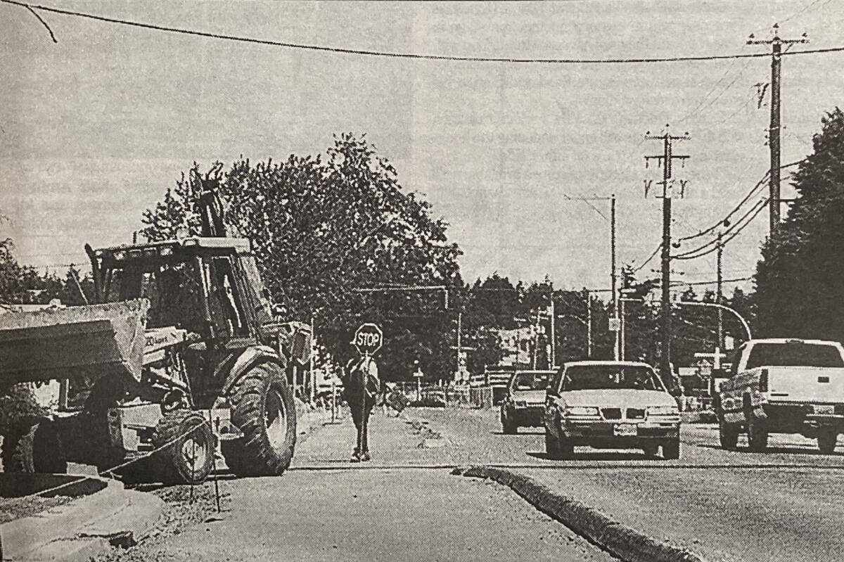 Construction on Jacklin Road back in 1999. (Goldstream Gazette archives)