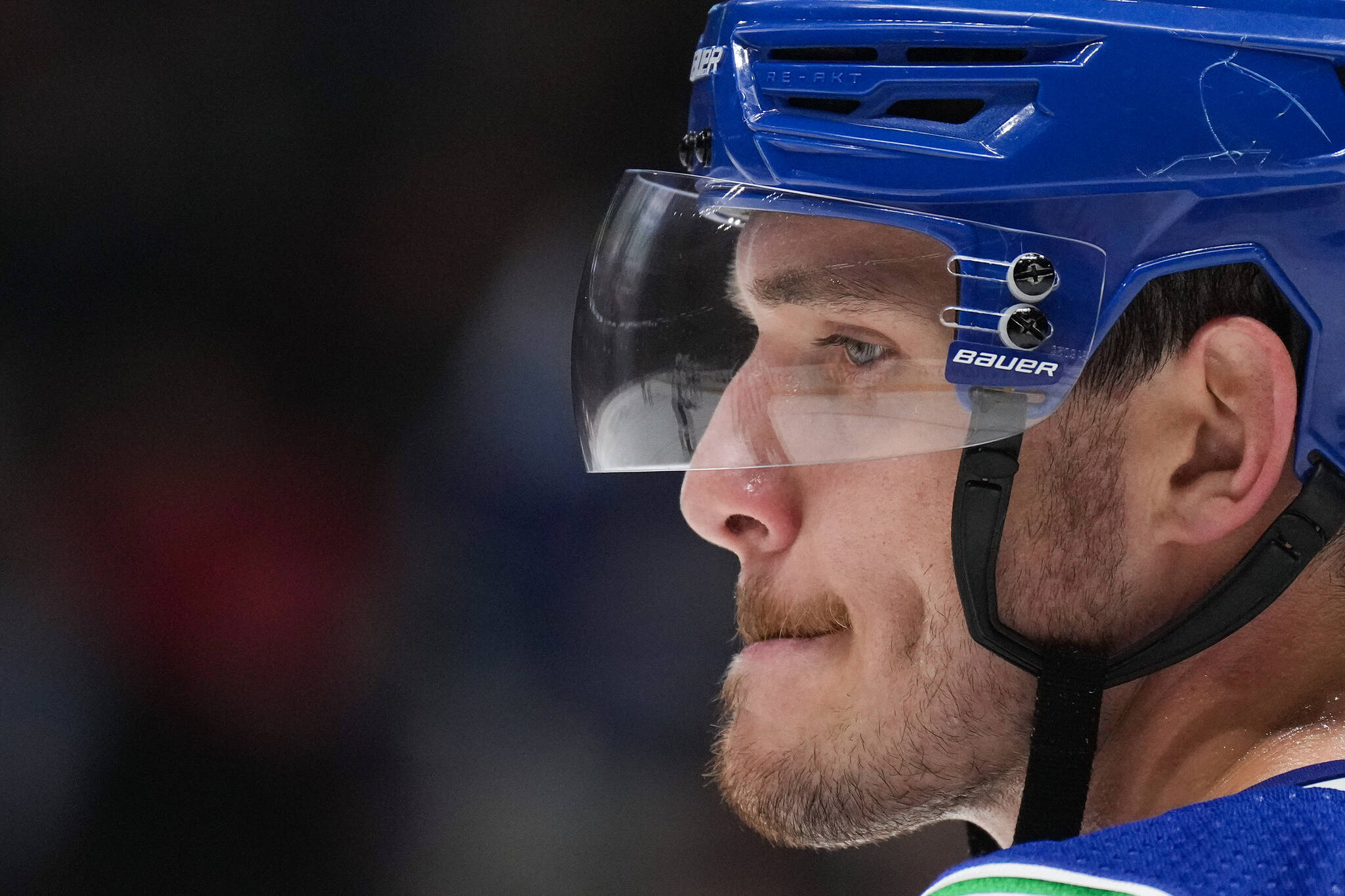 Vancouver Canucks’ Bo Horvat waits to take a faceoff against the Washington Capitals during the first period of an NHL hockey game in Vancouver, on Tuesday, November 29, 2022. THE CANADIAN PRESS/Darryl Dyck