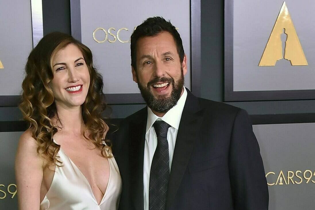 FILE - Adam Sandler and wife, Jackie Sandler, appear at the Governors Awards on Nov. 19, 2022 in Los Angeles. (Photo by Jordan Strauss/Invision/AP, File)