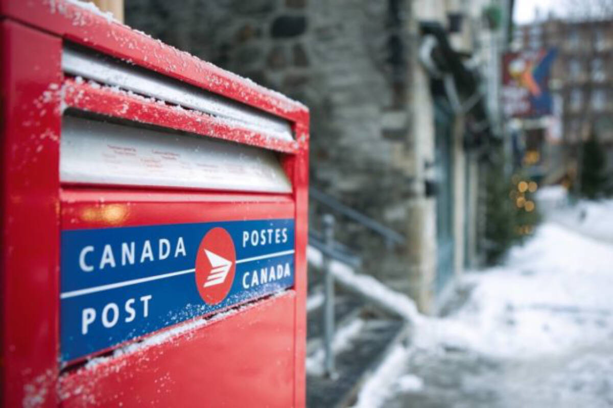 A snowstorm has stopped mail service in several regions in B.C. (File photo)