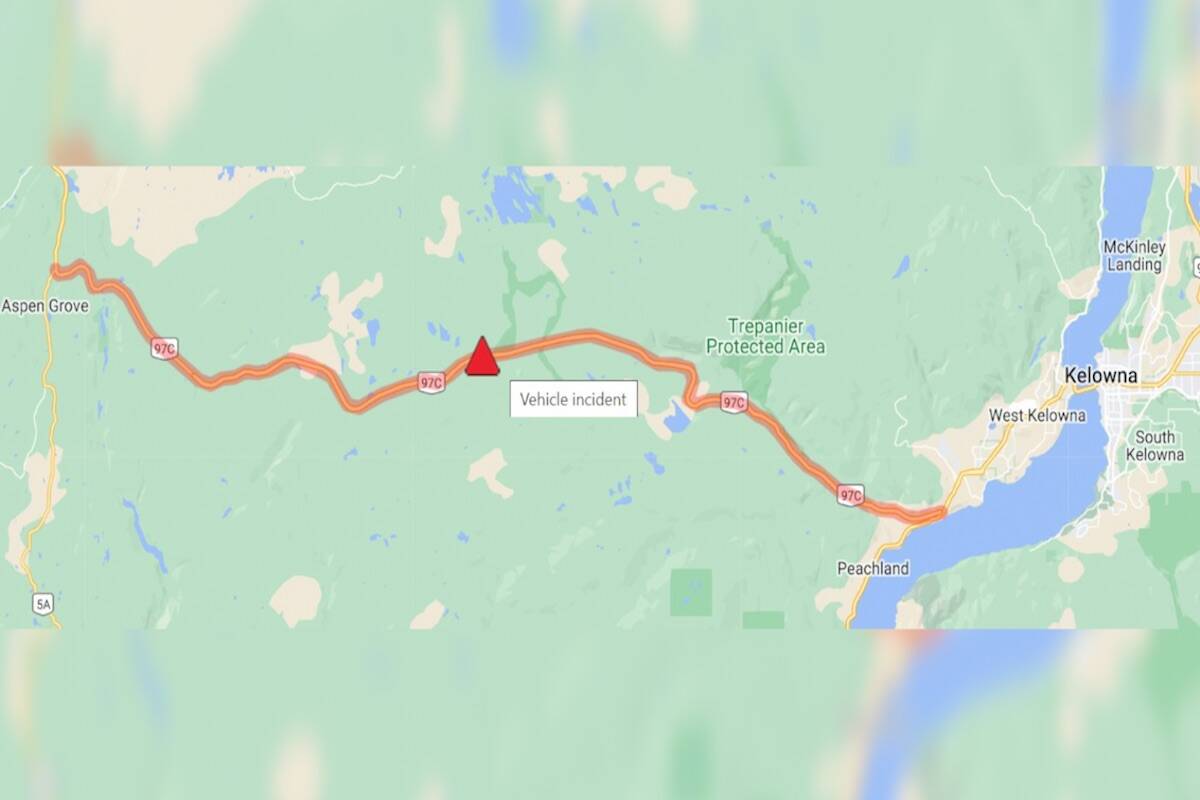 The Okanagan Connector is closed due to a vehicle incident. (DriveBC)
