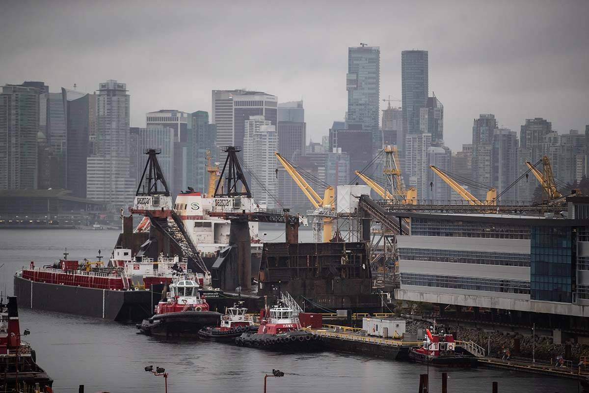 Vessels are seen docked at Seaspan Shipyards in North Vancouver, B.C., Friday, Oct. 9, 2020. THE CANADIAN PRESS/Darryl Dyck