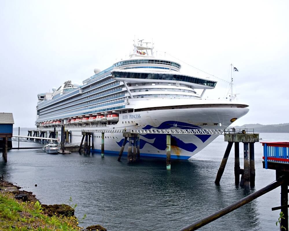 The cruise ship Ruby Princess docked at the Prince Rupert Cruise Ship Terminal. (Melissa Ash/The Northern View)