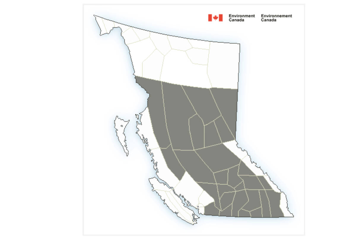 Environment Canada has issued a fog advisory Jan. 14. (Environment Canada map)
