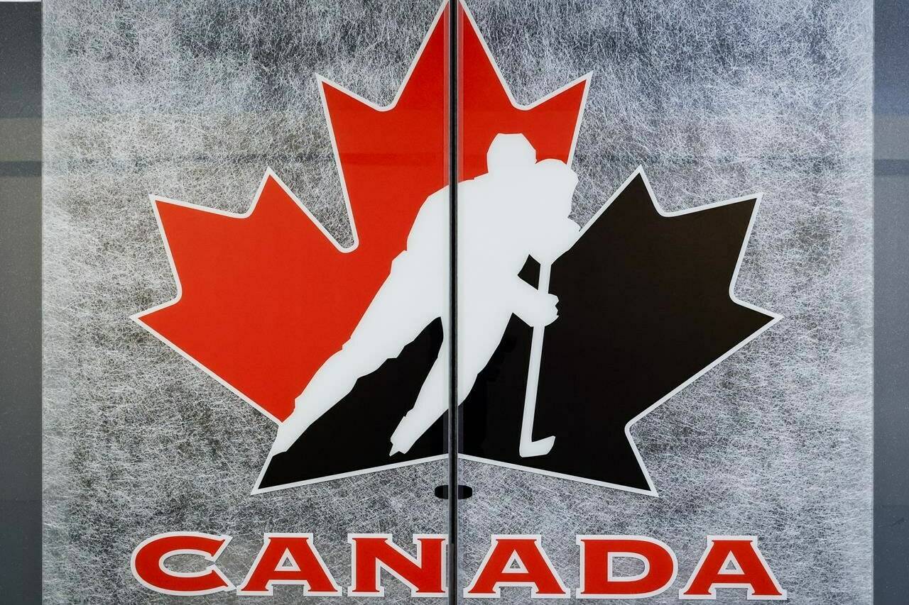 A Hockey Canada logo is seen in Calgary, Alta., Sunday, Nov. 6, 2022. THE CANADIAN PRESS/Jeff McIntosh
