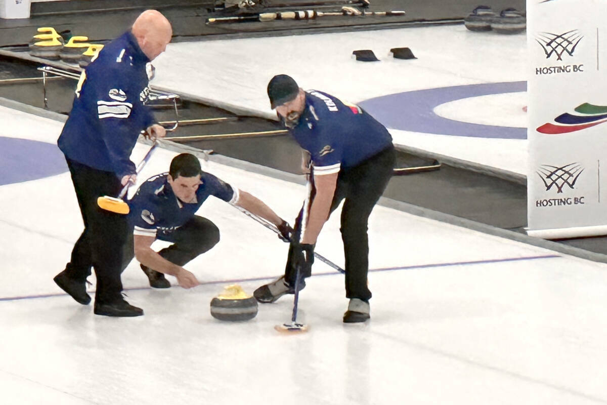 Langley’s Nicholas Meister and Team Pierce made the finals of the 2023 BC Men’s Curling championship in Chilliwack on Saturday, downing Team Cotter to get to Sunday’s game. (Langley Advance Times file)