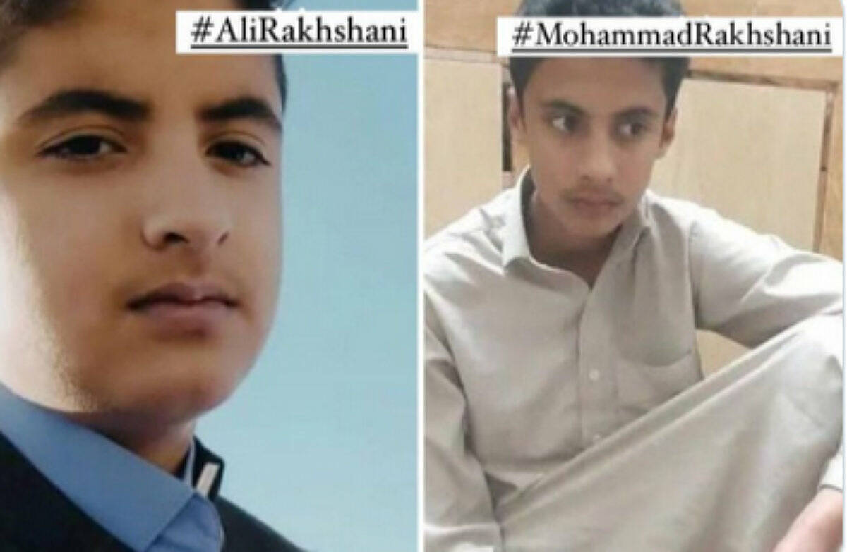 Two children under 18 held in custody by the Iranian regime that have been sponsored by Federal Canadian MPs to try to help stop their execution. Ali Rakhshani, 17, is endorsed by Fleetwood-Port Kells MP Ken Hardie, and Mohammad Rakhshani, 16, is endorsed by North Vancouver MP Jonathan Wilkinson. (Twitter @balo0chgirl)