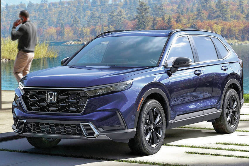 The 2023 Honda CR-V is 7.5 centimetres longer than the current version and the cargo capacity for the hybrid will no longer be less than the nonhybrids. PHOTO: HONDA