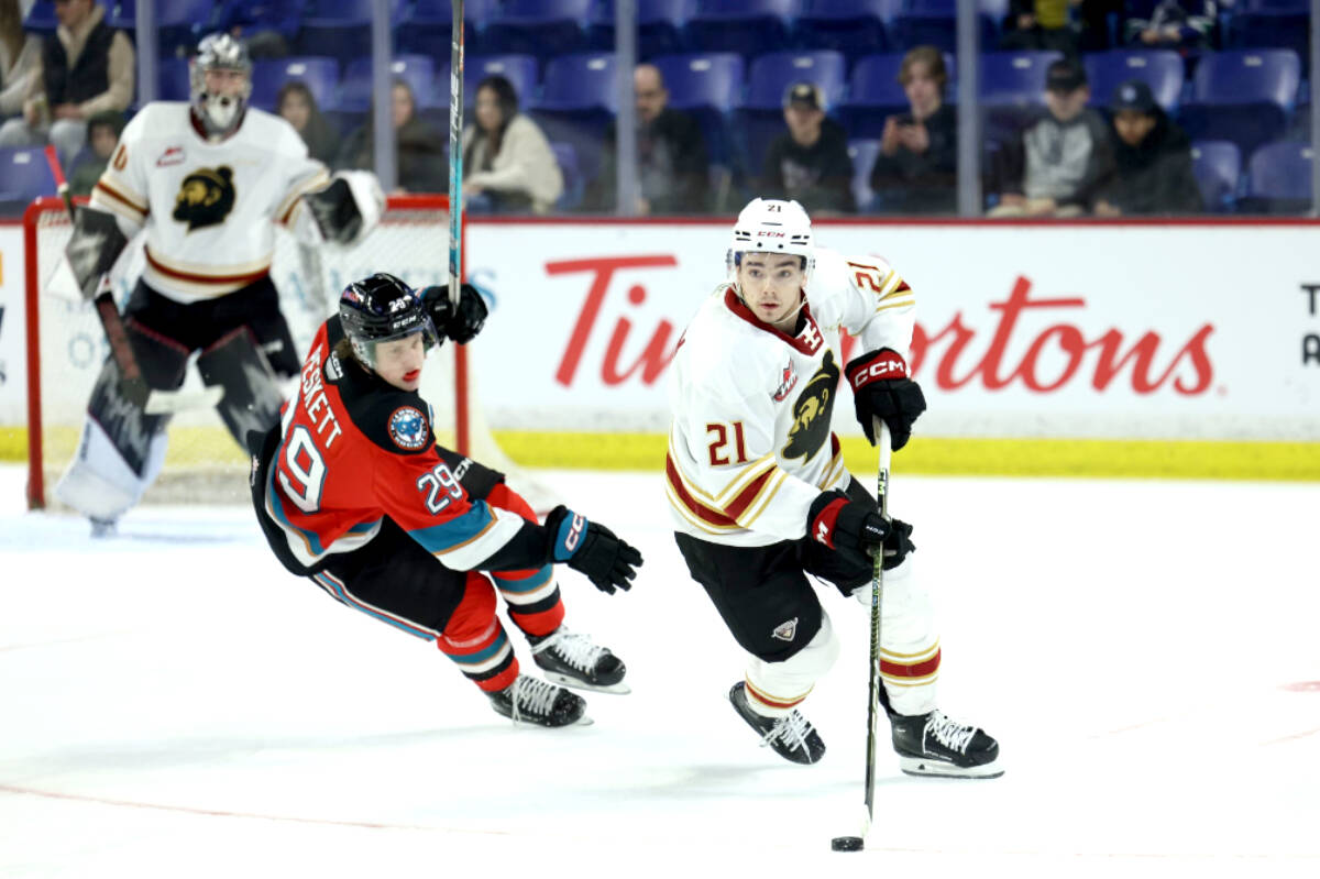 The Vancouver Giants in action during their 3-1 victory over the Kelowna Rockets at home on Jan, 27. (Rob Wilton/Special to Langley Advance Times)