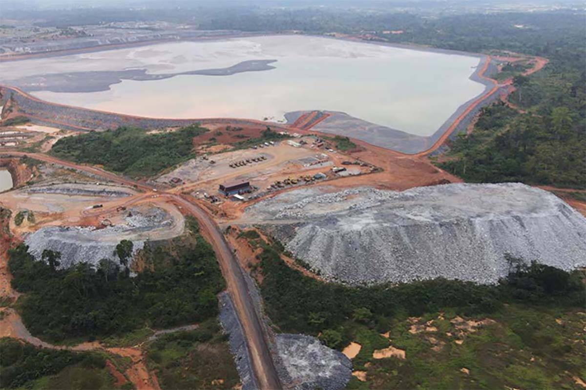 A photo of the Asanko Gold Mine’s tailings storage facility in Ghana, West Africa where two workers died Feb. 5, 2023. (Galiano Gold Inc. 2021 sustainability report/Screenshot)