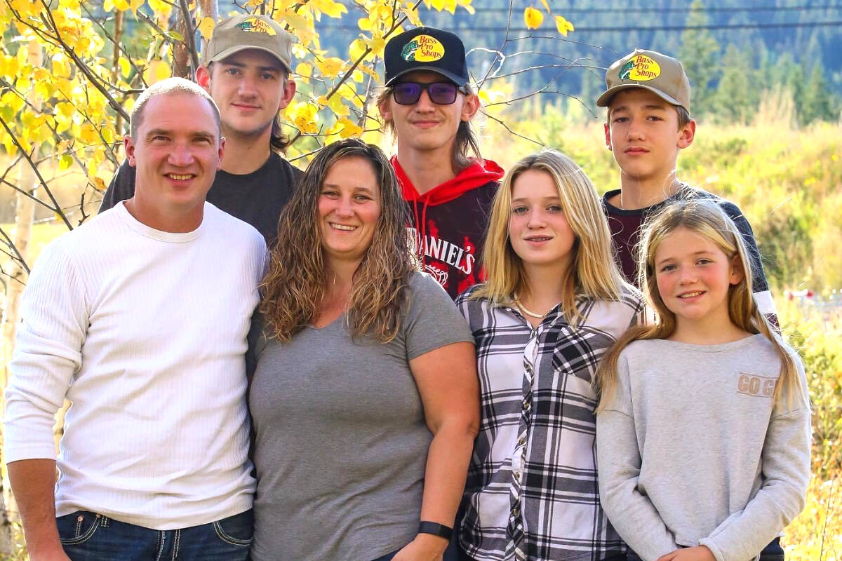 The Iverson family is grieving the loss of their daughter, Kaylee, (pictured beside her mom Amanda), following a motor vehicle incident on Highway 97 Friday, Feb. 10 near 150 Mile House. Their son Konnor (pictured left, back row) was critically injured and flown to Royal Inland Hospital. (Photo submitted)