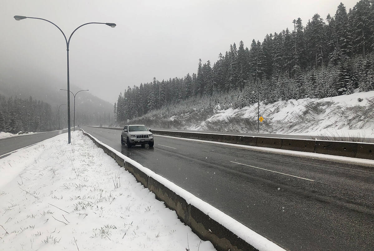 More snow is forecast for the Coquihalla Highway between Hope and Merritt from Sunday evening (Feb. 12) to Monday night (Feb. 13) with up to 25 cm expected. (Liam Harrap/Revelstoke Review)