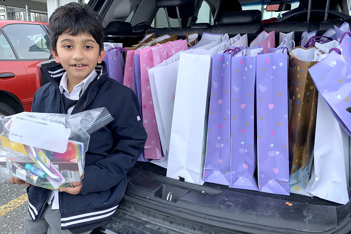 Suhaandeep Gill spent last week delivering special treat bags to shelters in Abbotsford, Maple Ridge and Mission. (Jessica Peters/Abbotsford News)