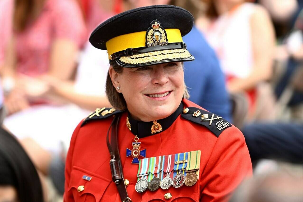 RCMP Commissioner Brenda Lucki looks on during Canada Day celebrations at Lebreton Flats in Ottawa, on Friday, July 1, 2022. Lucki says she has decided to retire and her last day will be March 17. THE CANADIAN PRESS/Justin Tang