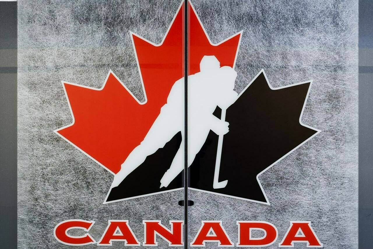 A Hockey Canada logo is seen in Calgary, Alta., Sunday, Nov. 6, 2022. THE CANADIAN PRESS/Jeff McIntosh