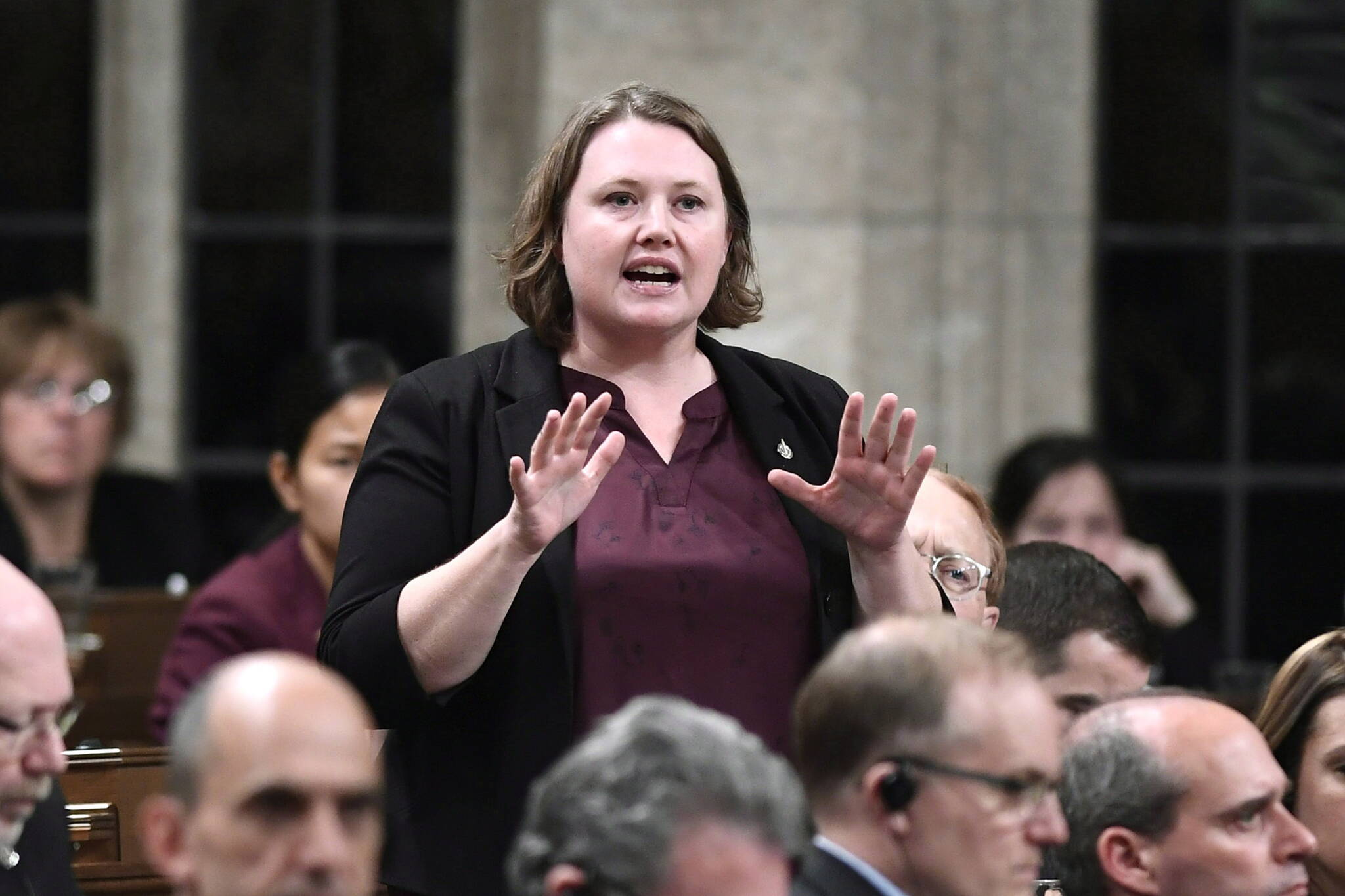 MPs from different parties say they have no clue how to spot foreign interference, as Canada’s spy agency warns all elected officials are targets for states such as China. MP Rachel Blaney rises during Question Period in the House of Commons on Parliament Hill in Ottawa on Monday, Nov. 19, 2018. THE CANADIAN PRESS/Justin Tang