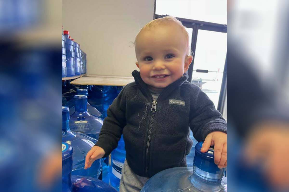 A video featuring Quesnel toddler Thomas’s efforts at his parent’s water factory has captured millions of views from around the world. (Submitted photo)